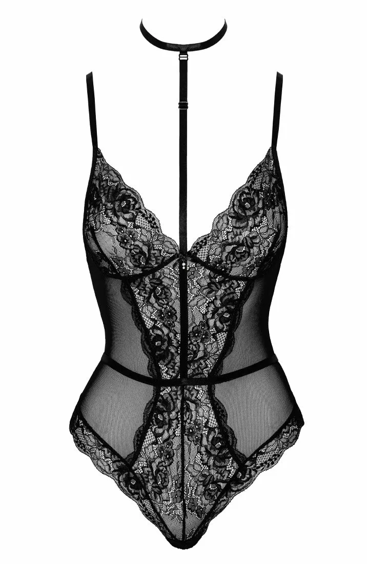 Black bodysuit with choker-strap - VIP Access