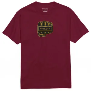 Black Gold 4 Finger Ring T-Shirt - Burgundy