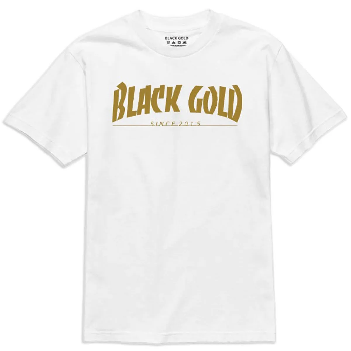 Black Gold Magazine Text T-Shirt - White