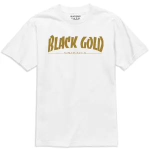 Black Gold Magazine Text T-Shirt - White