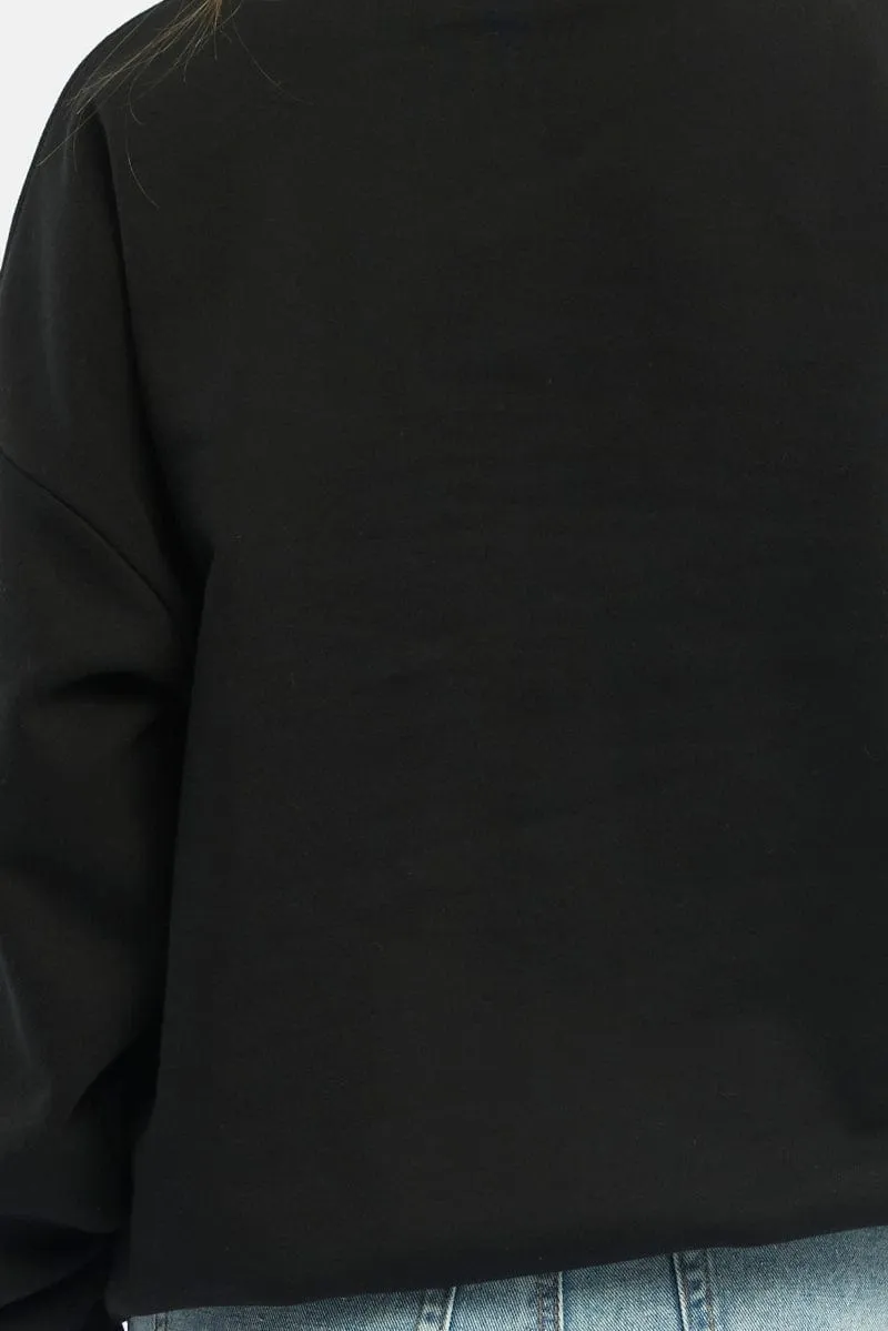 Black Graphic Sweater Long Sleeve