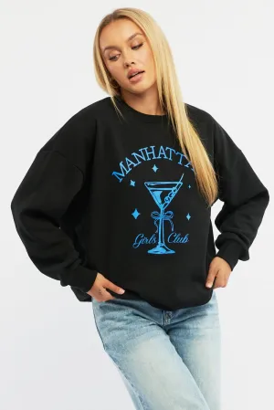 Black Graphic Sweater Long Sleeve