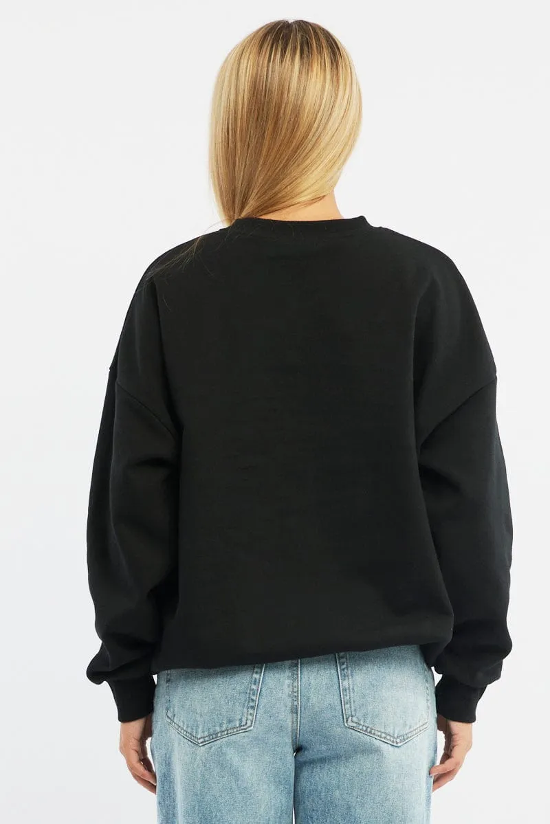 Black Graphic Sweater Long Sleeve