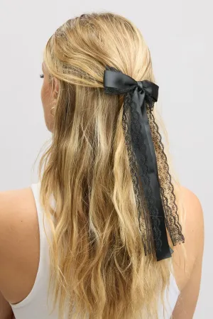 Black Lace Bow Hair Clip
