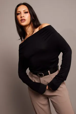 Black Off Shoulder Top Long Sleeve