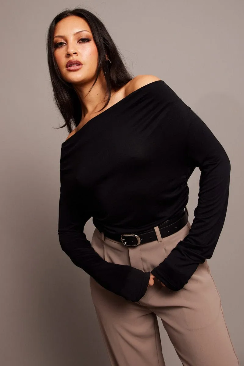Black Off Shoulder Top Long Sleeve