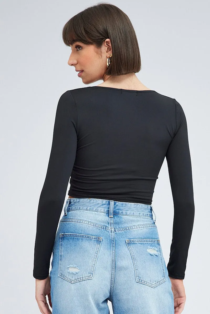 Black Top Long Sleeve Square Neck