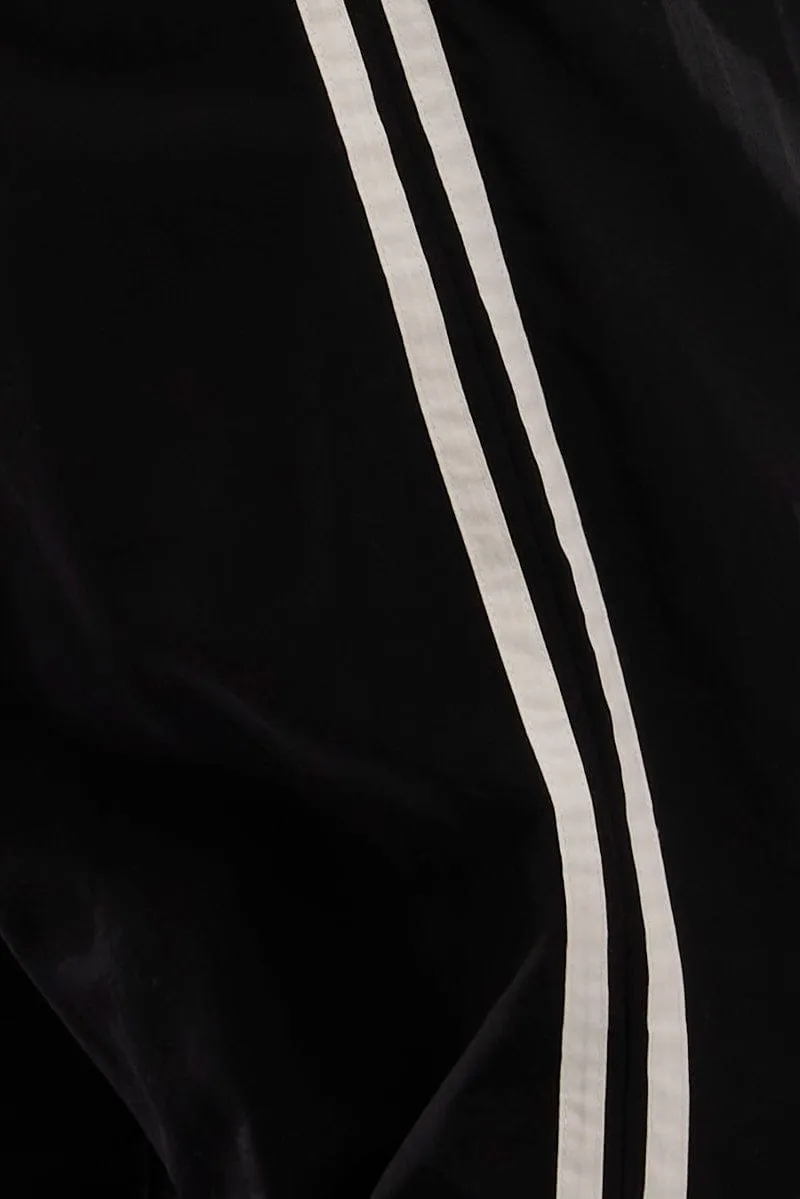 Black Track Pants Side Stripe