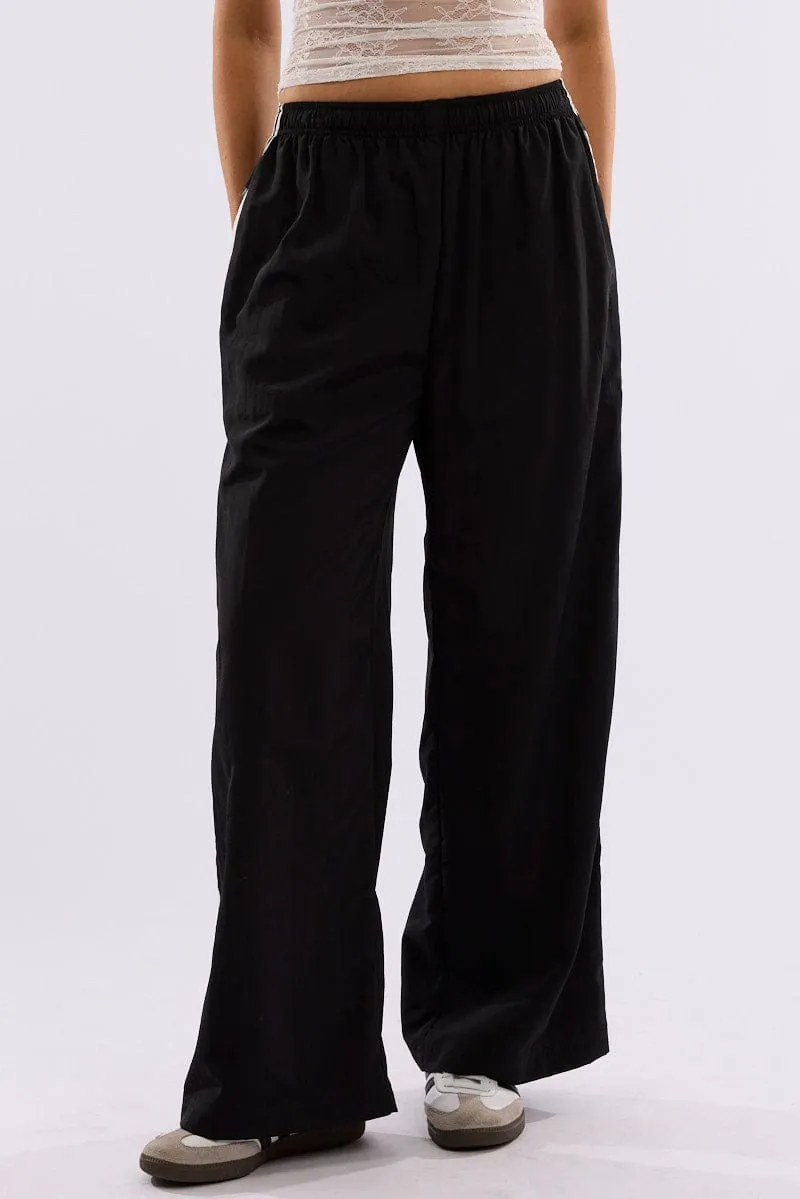 Black Track Pants Side Stripe