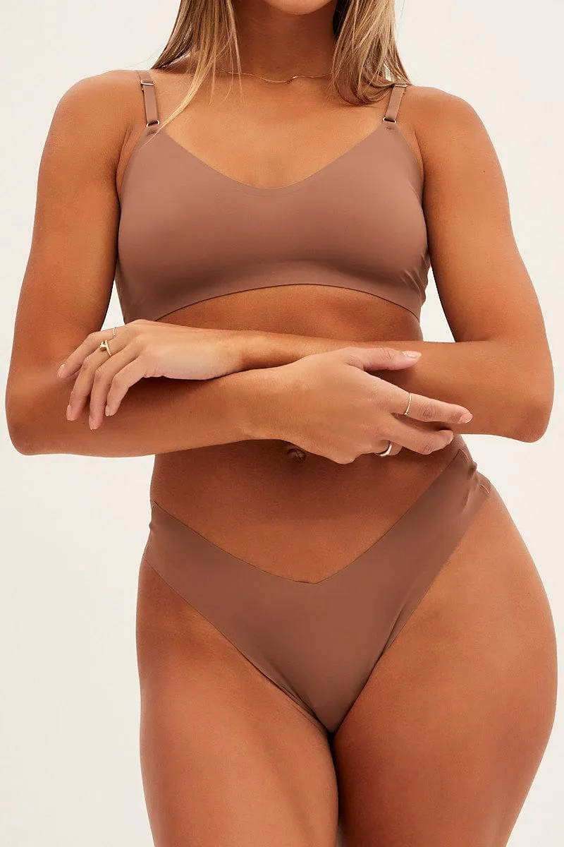 Brown No Vpl Lingerie Set