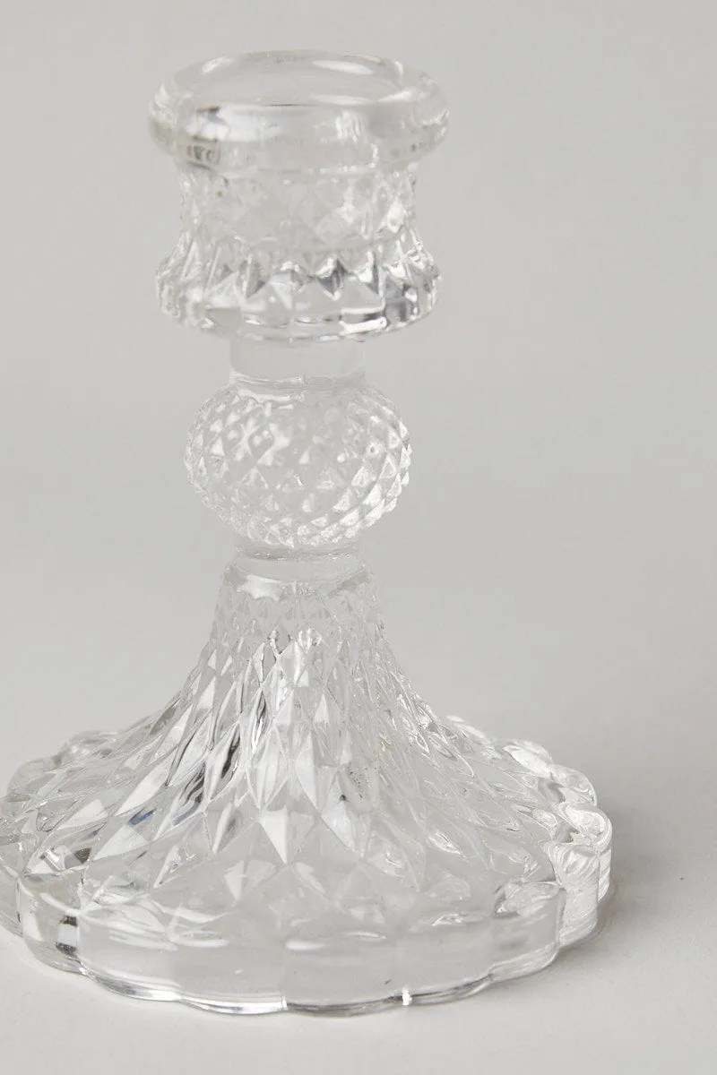 Clear Ornate Candle Stick Holder