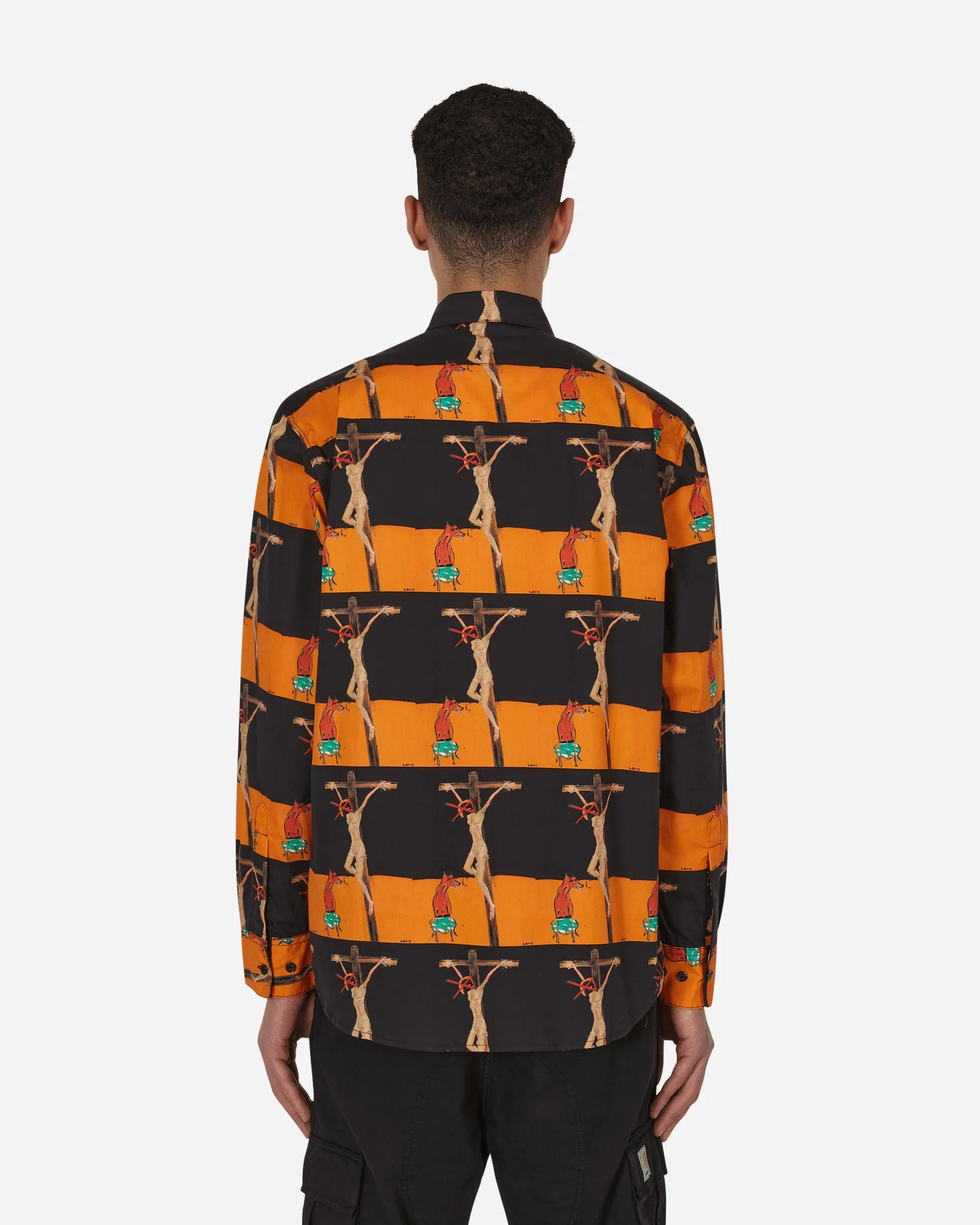 Crusifix Button Up Shirt Black