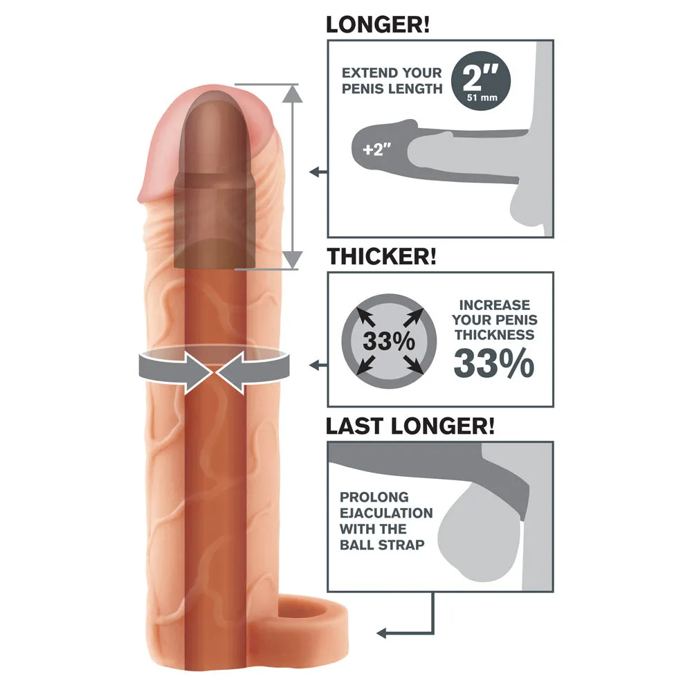 Fantasy X-Tensions Perfect 2" Penis Extension Sleeve With Ball Strap