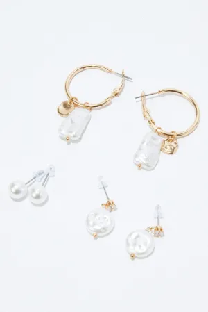 Gold 3 Pack Earrings Set