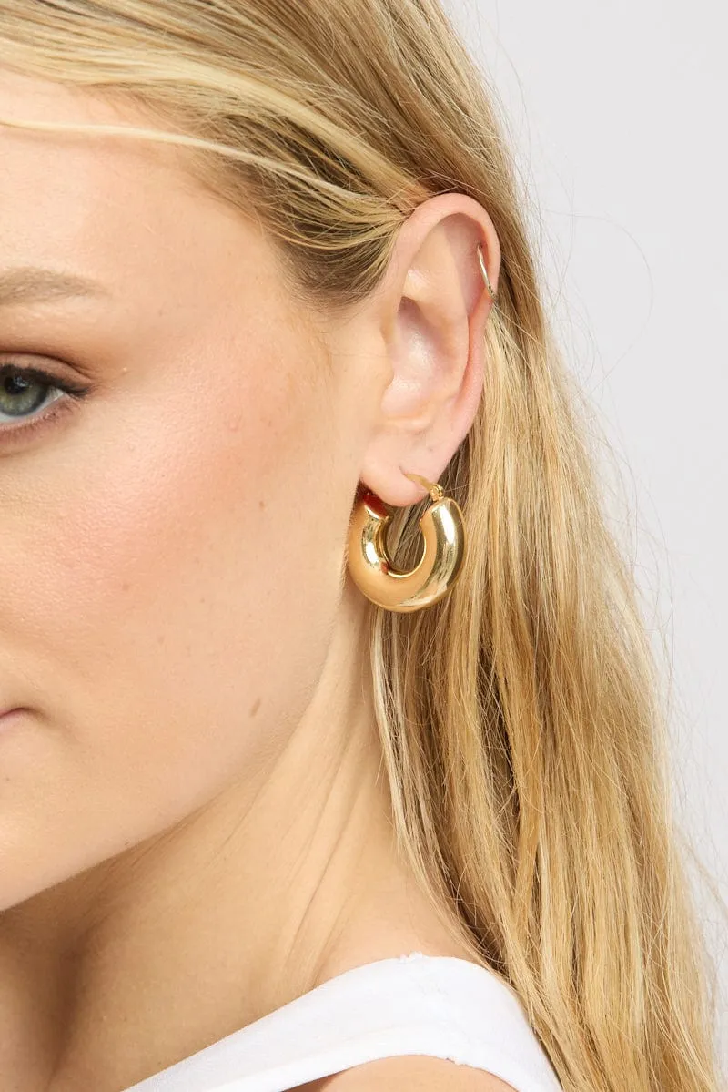 Gold 3 Pack Heart and Hoop Earrings