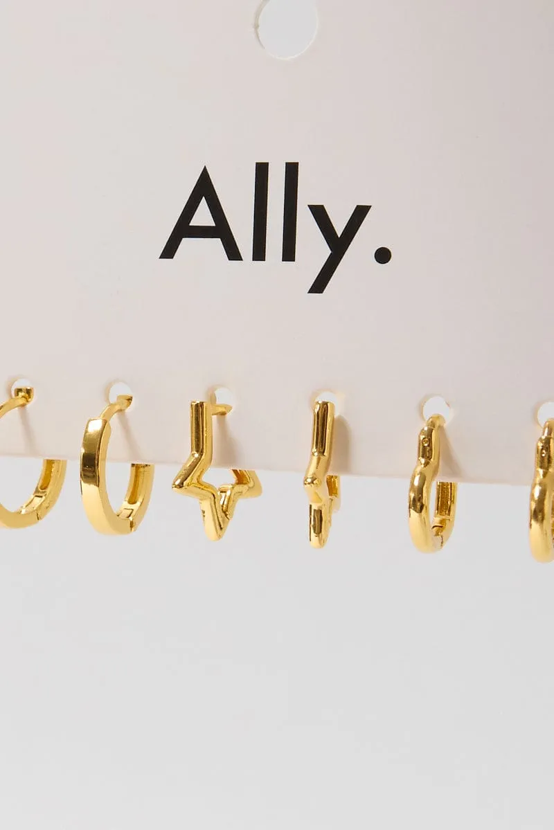 Gold 3 Pack Hoop Earrings