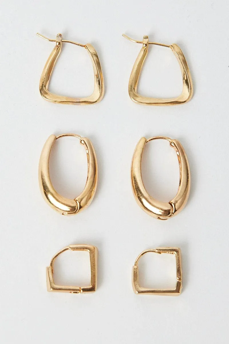 Gold 3 Pack Hoop Earrings