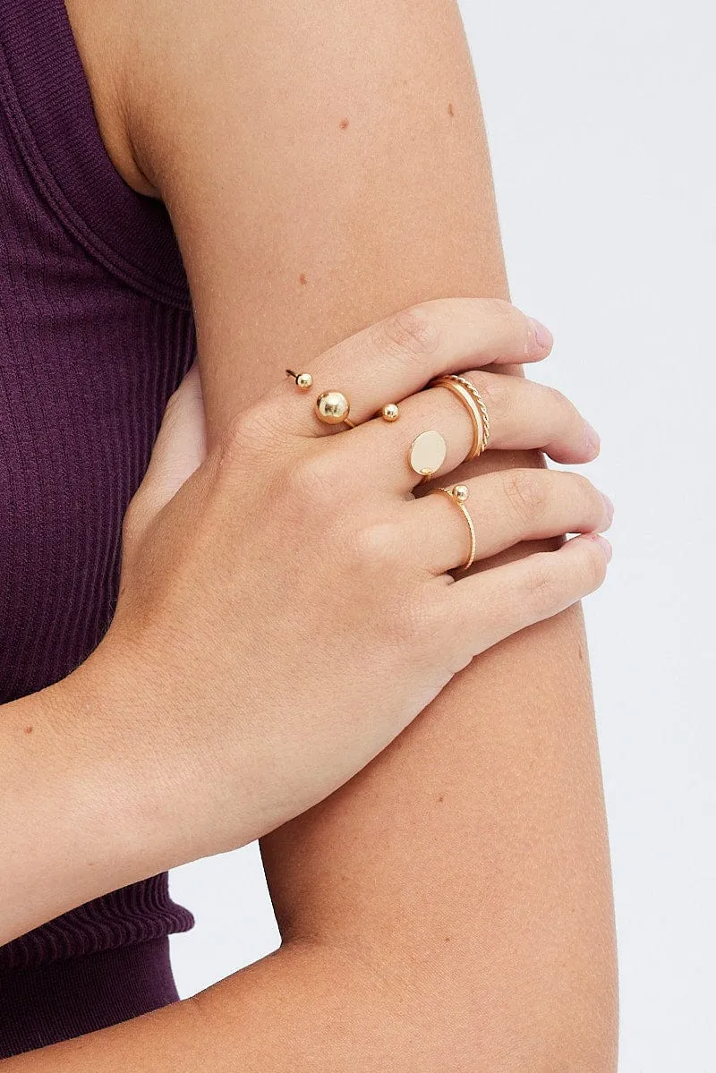Gold 4 Pack Rings Set