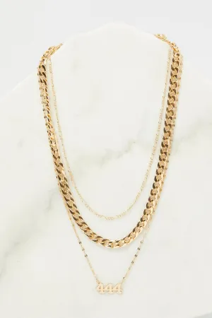Gold 444 Angel Number Layered Necklace