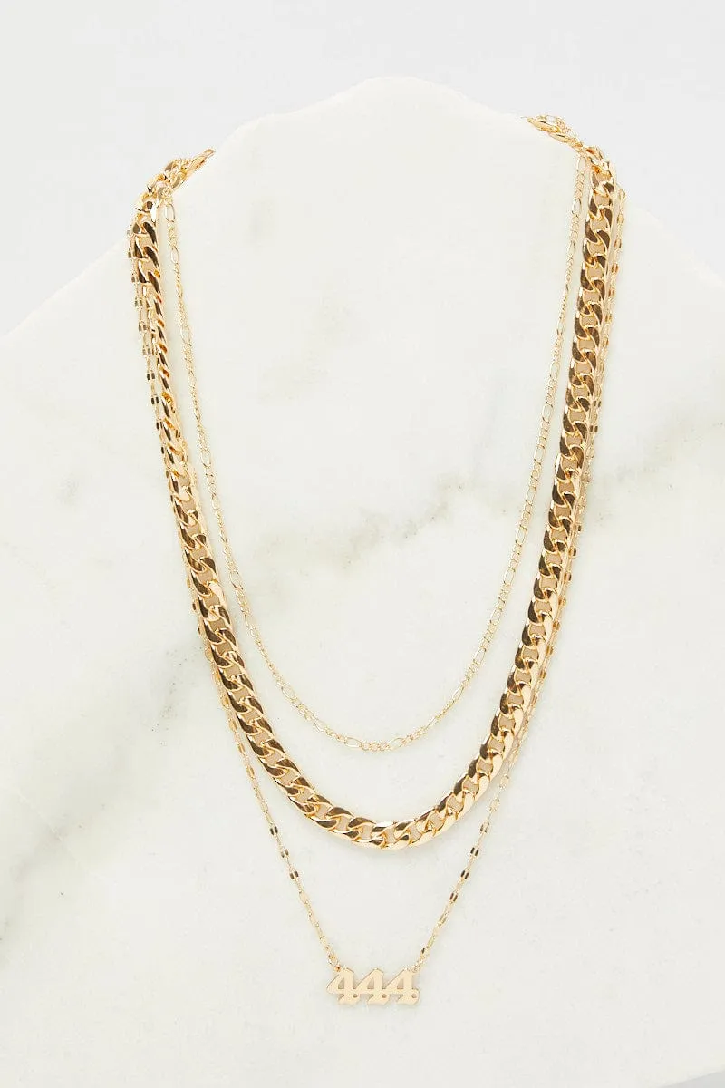 Gold 444 Angel Number Layered Necklace