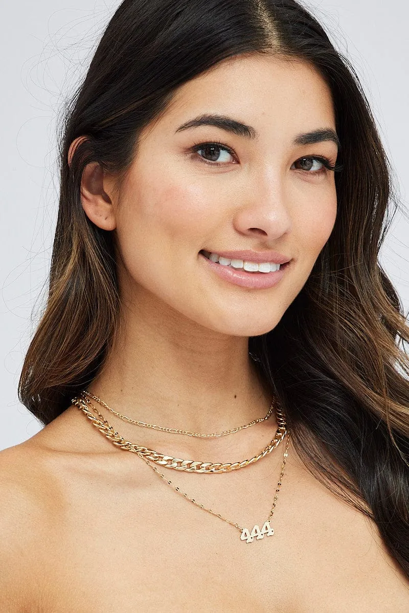 Gold 444 Angel Number Layered Necklace