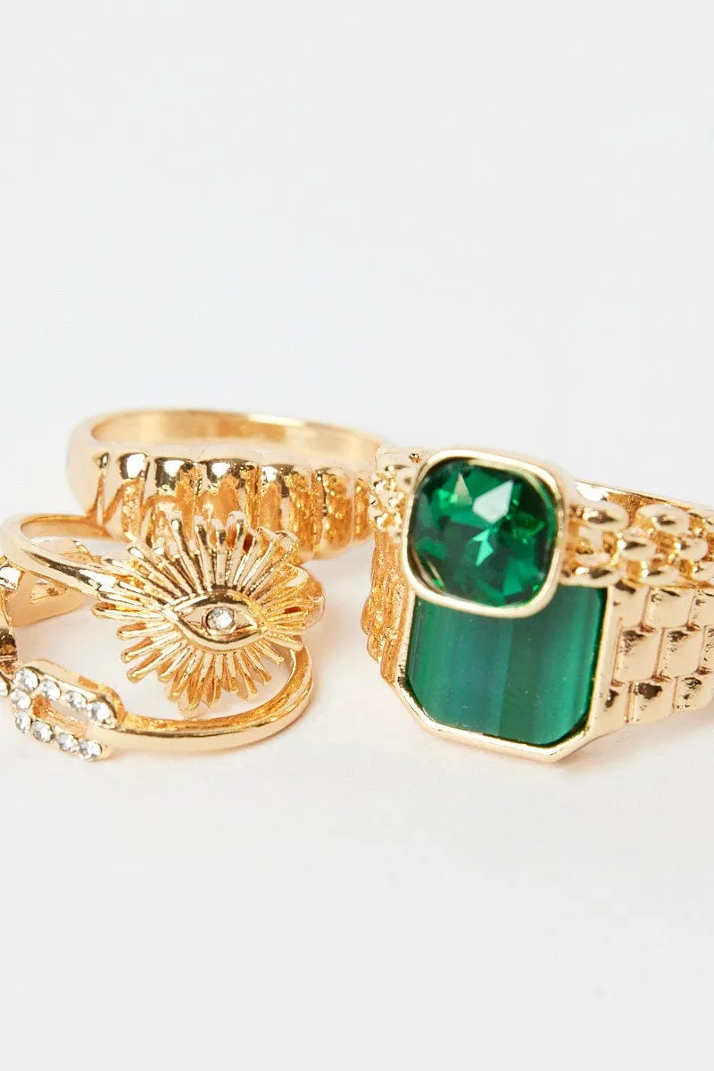 Gold 5 Pack Rings Set