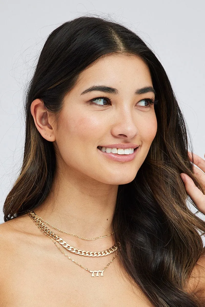 Gold 777 Number Layered Necklace