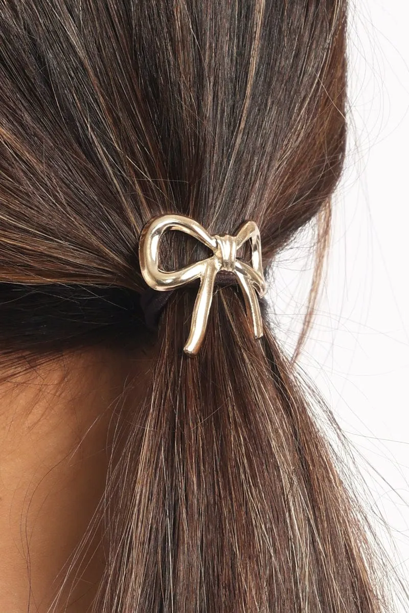 Gold Bow Detail Hair Tie