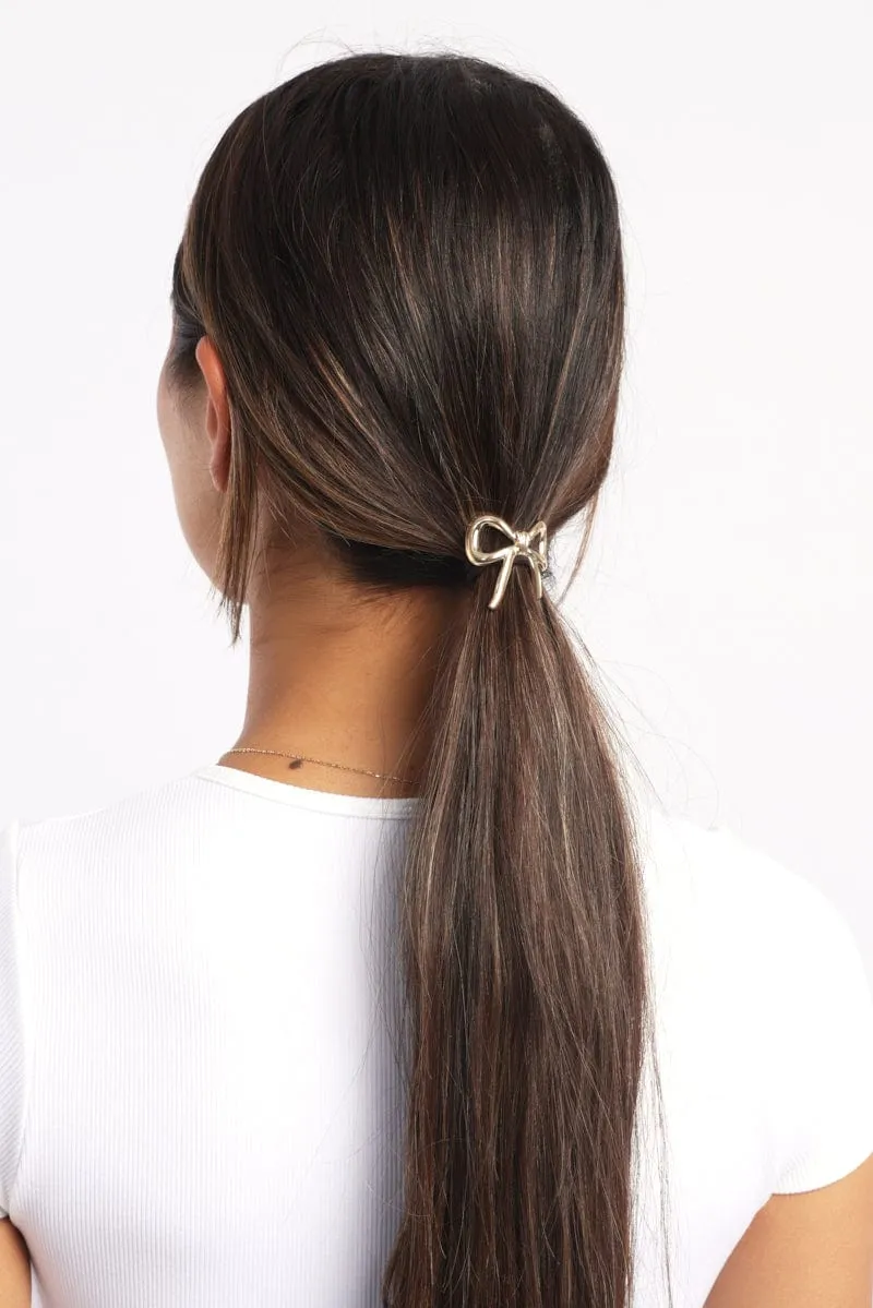 Gold Bow Detail Hair Tie