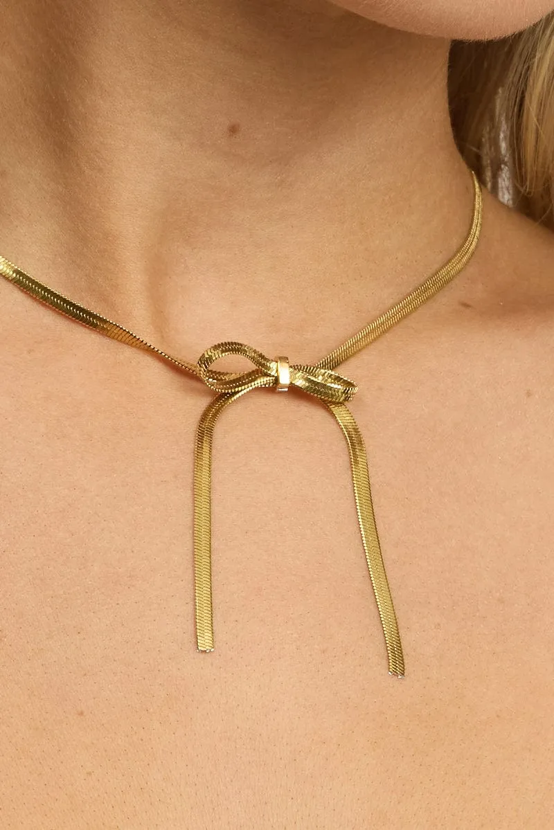 Gold Bow Necklace