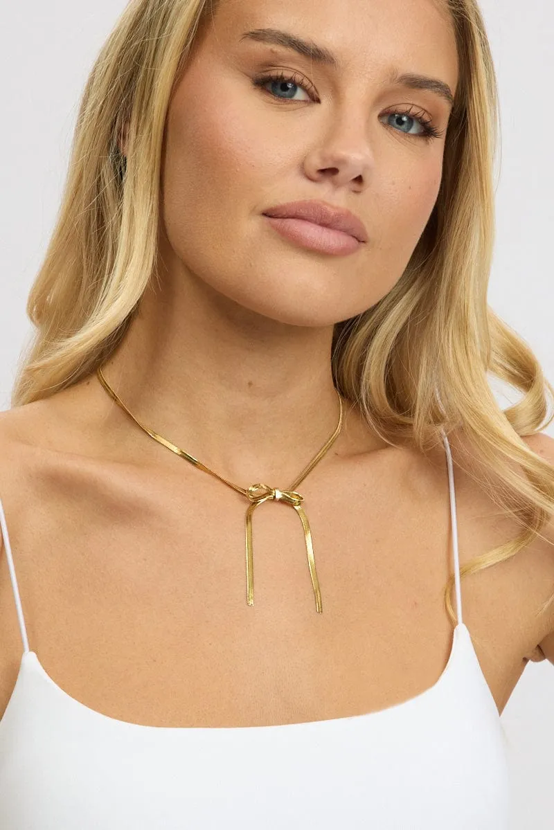 Gold Bow Necklace
