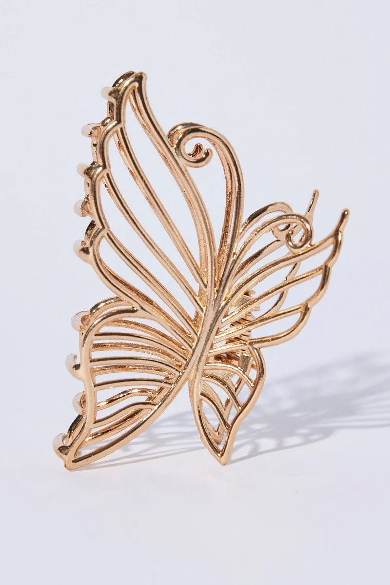 Gold Butterfly Claw Clip