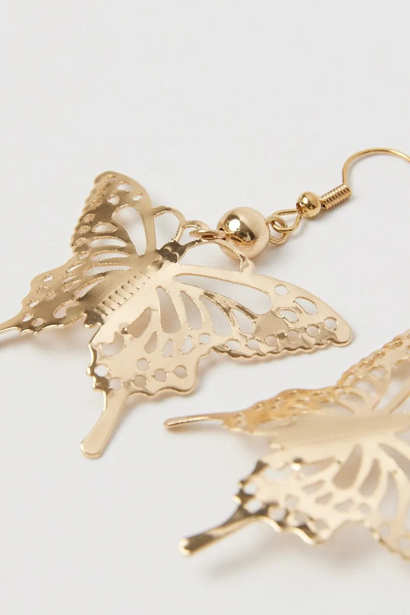 Gold Butterfly Earrings