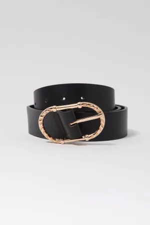 Gold Cable Detail Oval Buckle Belt