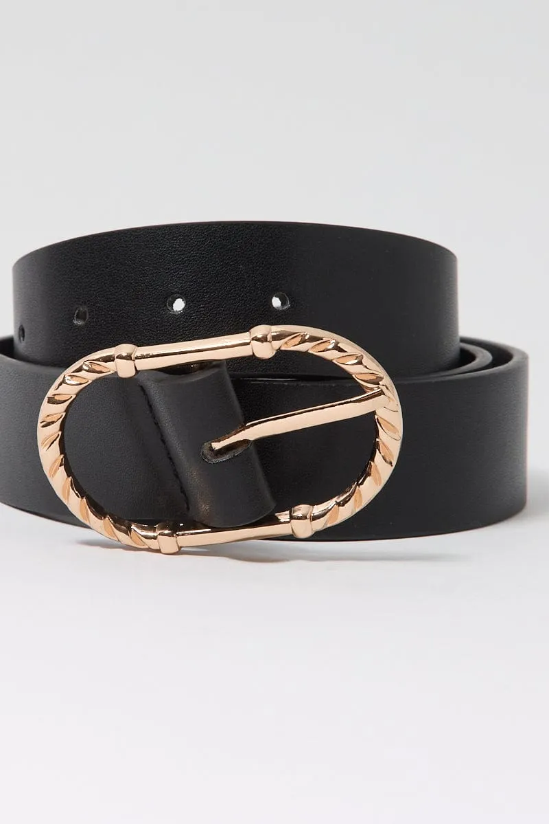 Gold Cable Detail Oval Buckle Belt