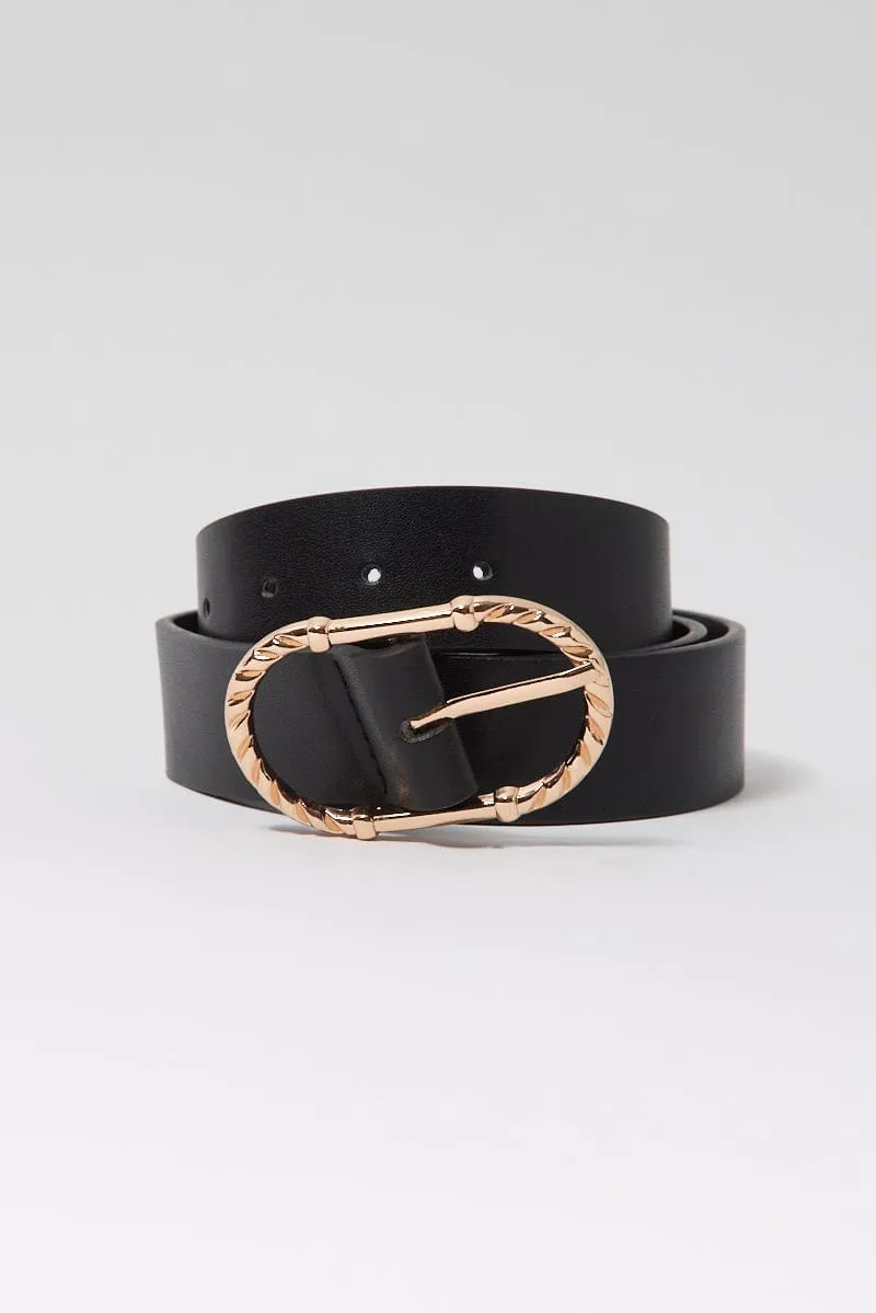 Gold Cable Detail Oval Buckle Belt