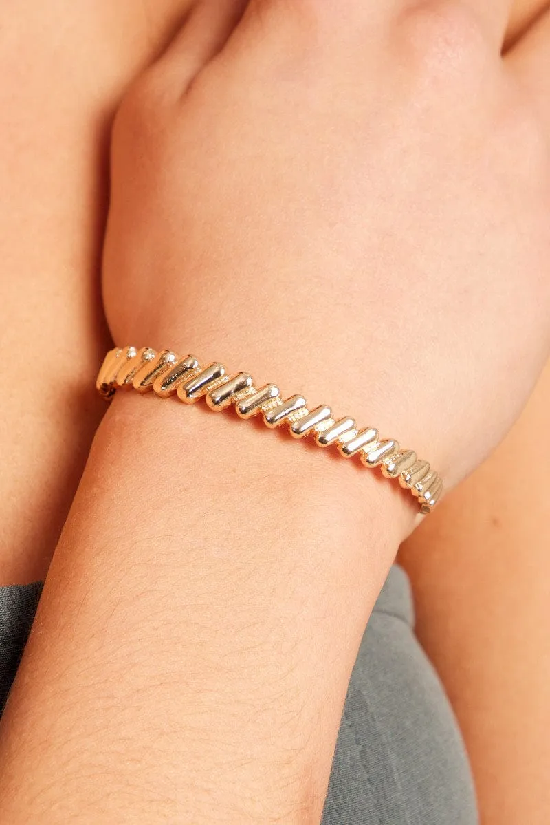 Gold Cuff Bracelet with Twist Design
