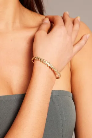 Gold Cuff Bracelet with Twist Design