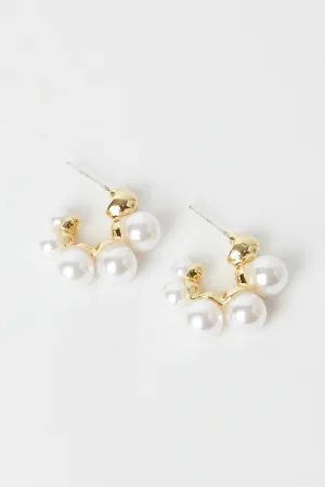 Gold Faux Pearl Earrings