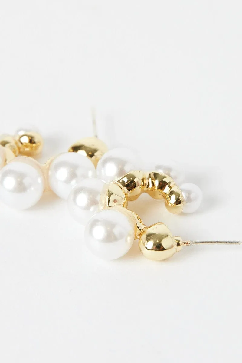Gold Faux Pearl Earrings