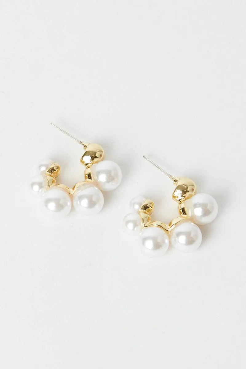 Gold Faux Pearl Earrings