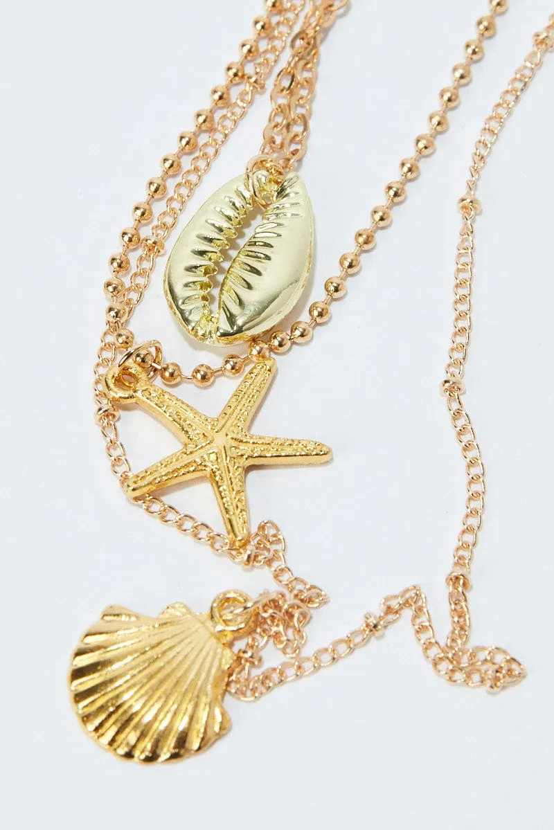 Gold Faux Pearl Necklace