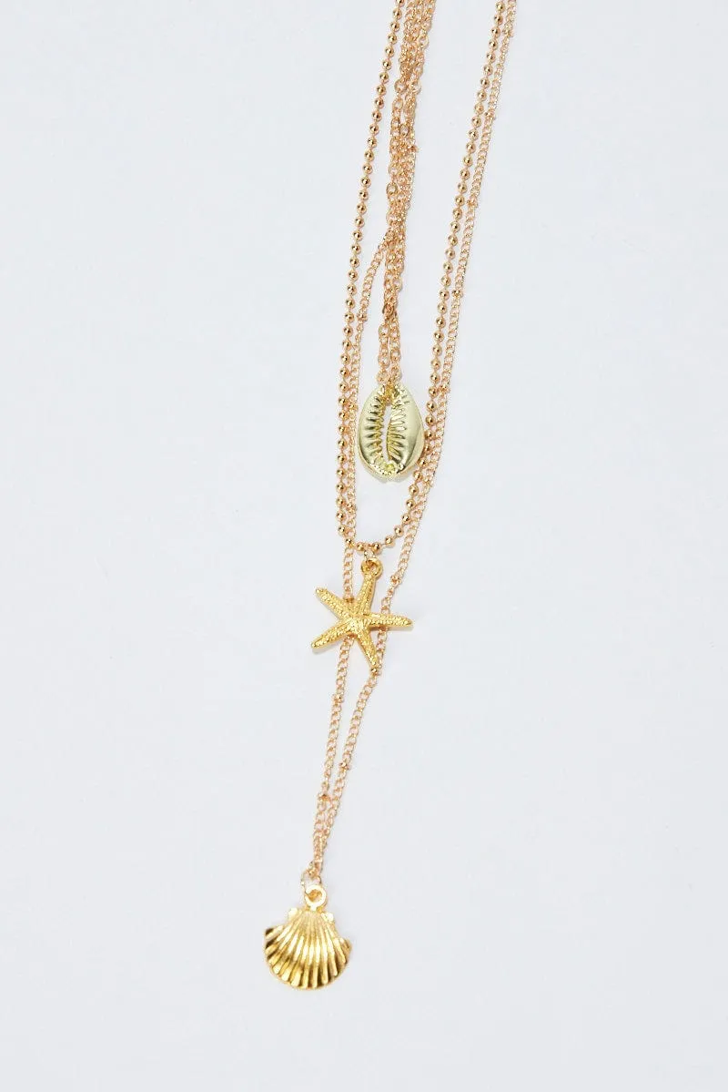 Gold Faux Pearl Necklace