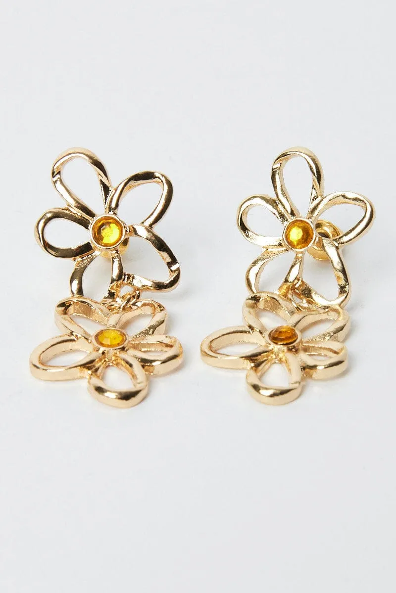 Gold Flower Earrings