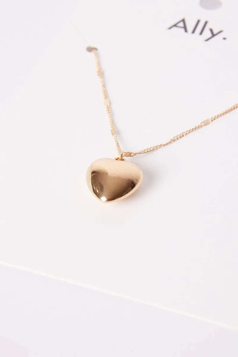 Gold Heart Pendant Necklace