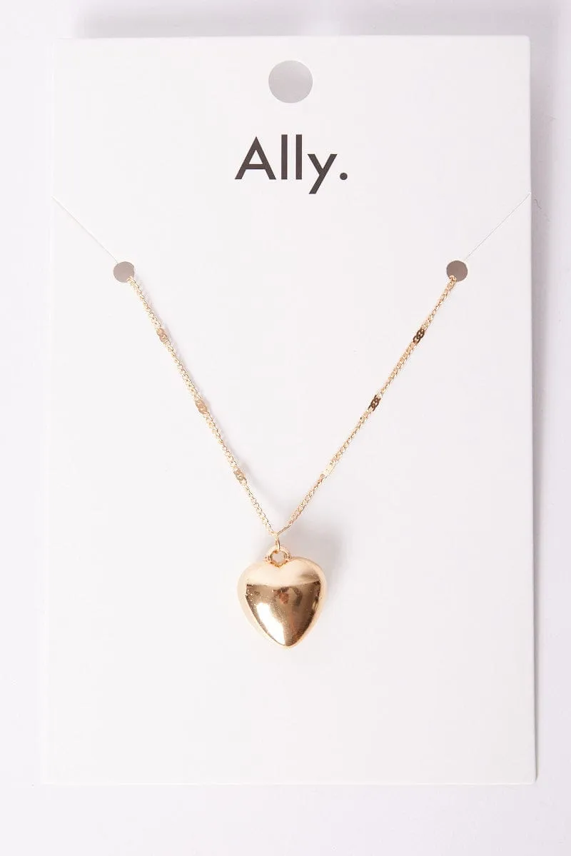 Gold Heart Pendant Necklace