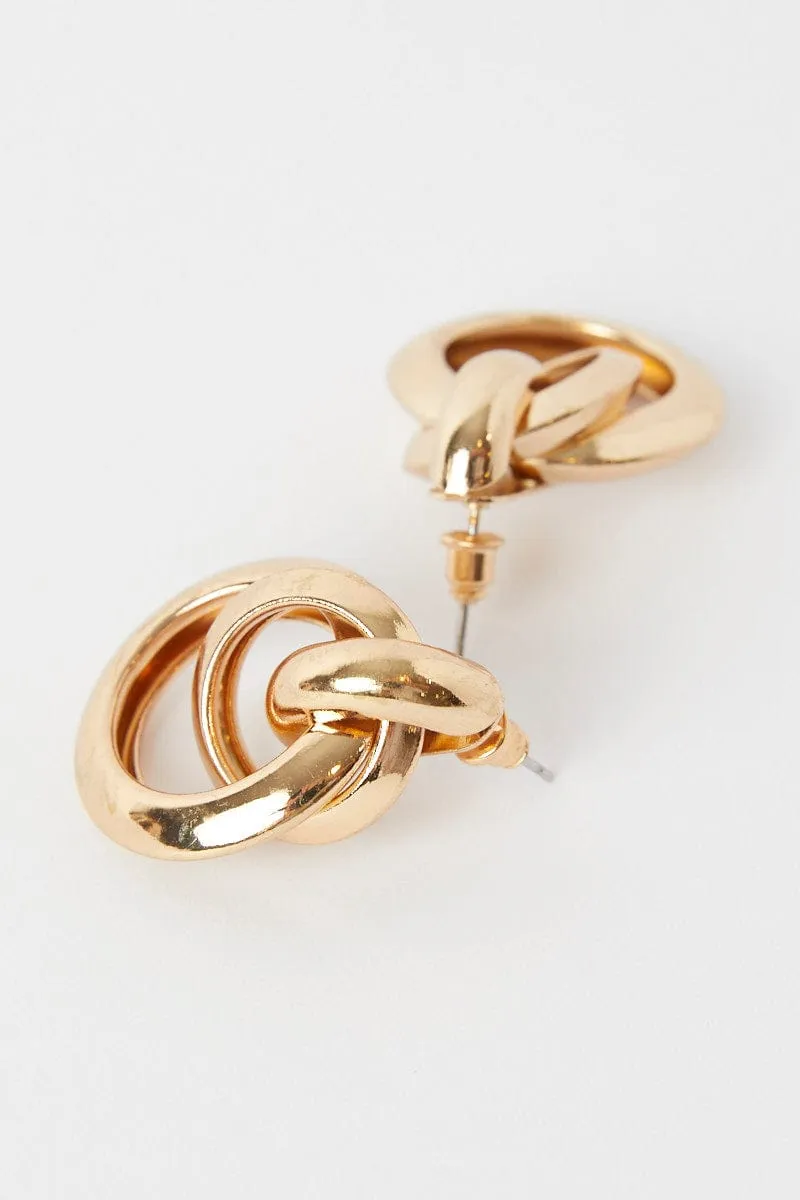 Gold Interlocked Pave Earrings