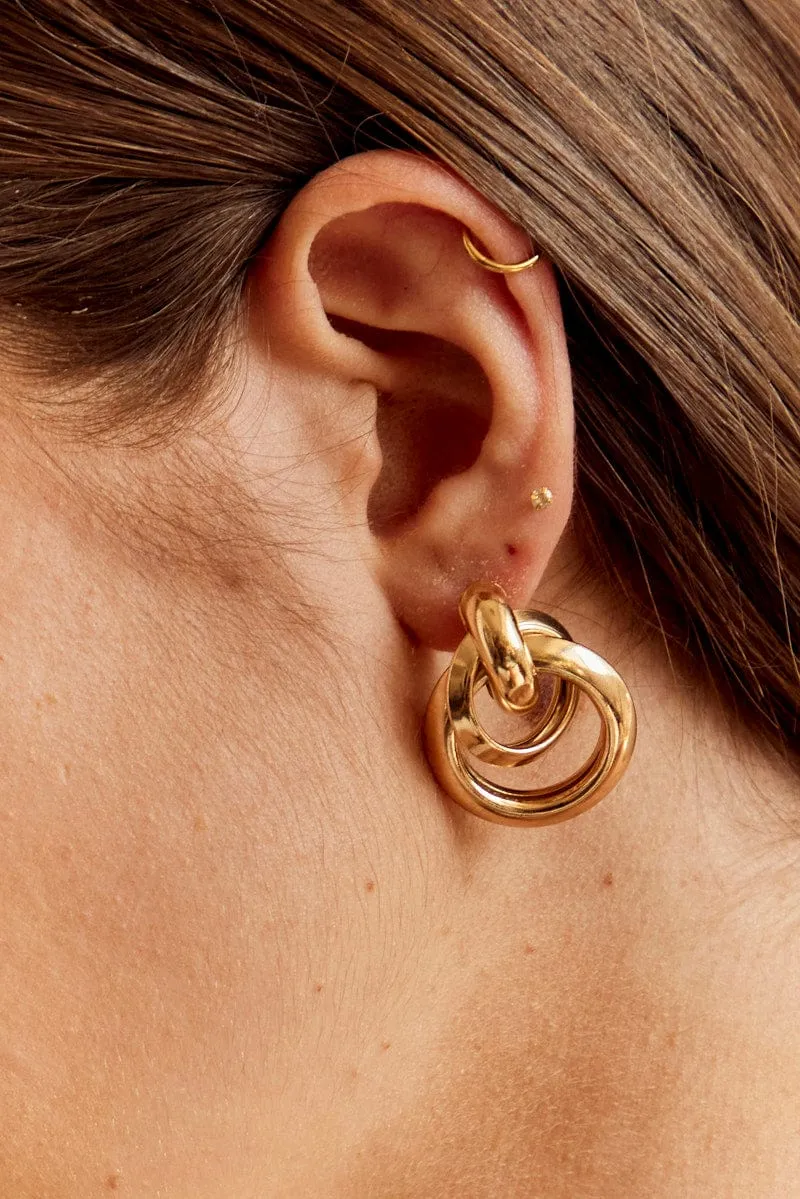 Gold Interlocked Pave Earrings
