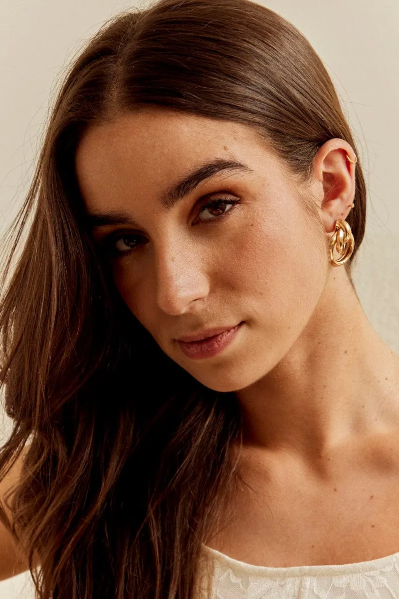 Gold Interlocked Pave Earrings