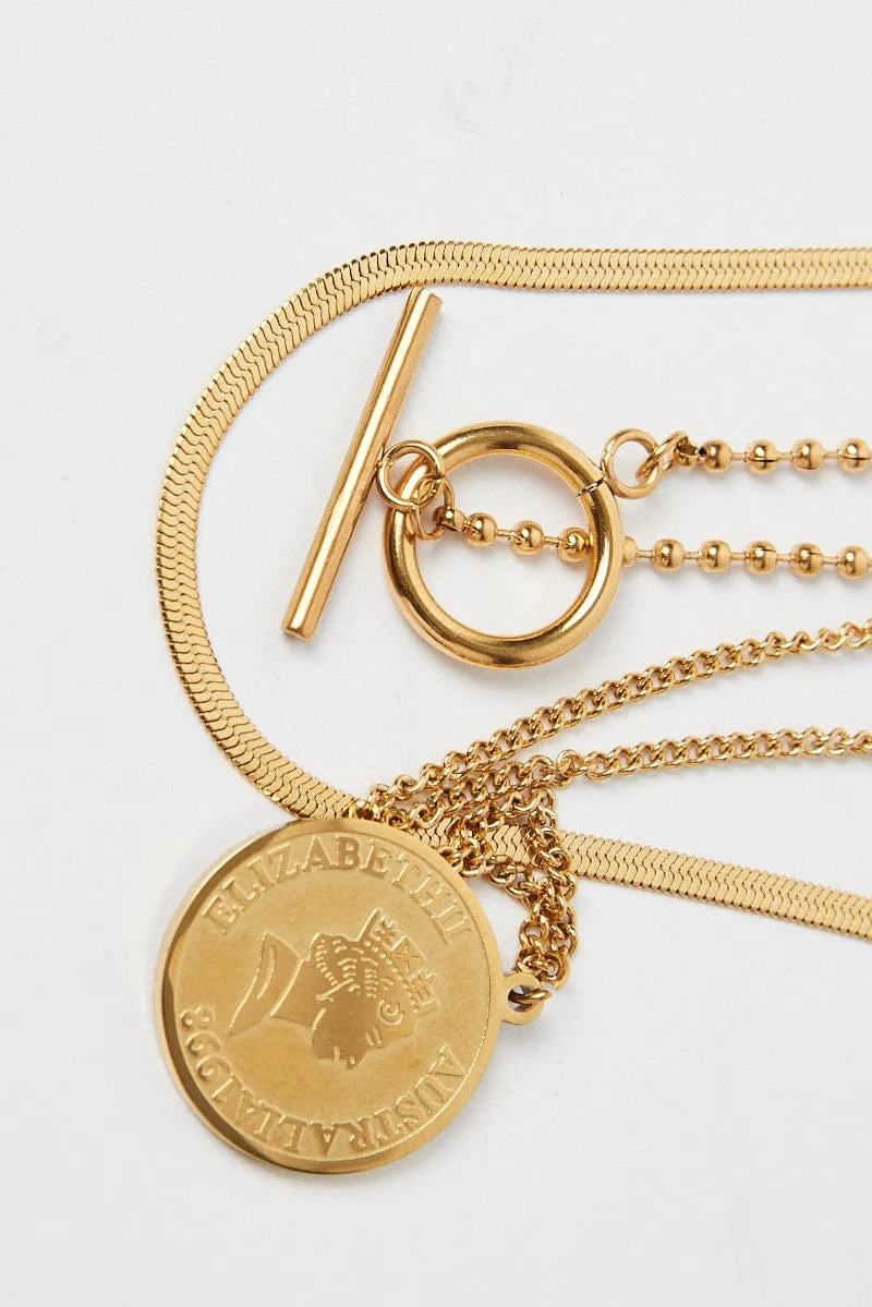 Gold Layered Necklace Coin Pendent
